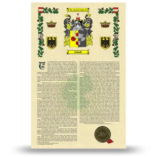 Zahnle Armorial History with Coat of Arms