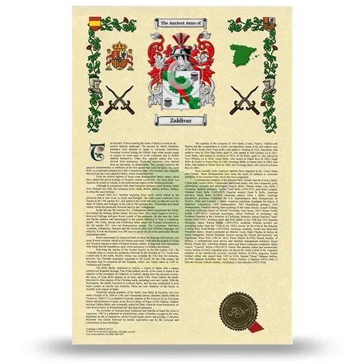Zaldivar Armorial History with Coat of Arms