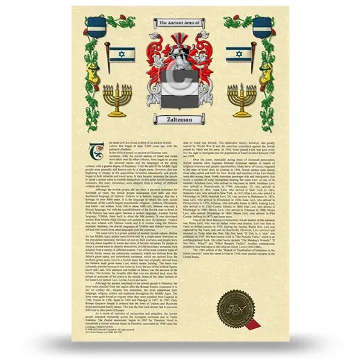Zaltzman Armorial History with Coat of Arms