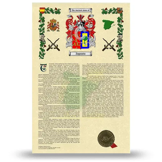 Zapanta Armorial History with Coat of Arms