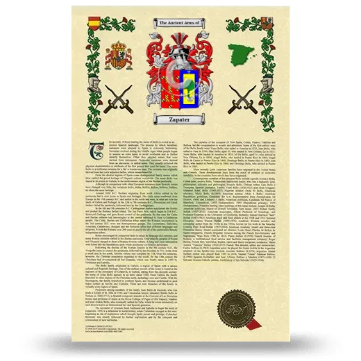 Zapater Armorial History with Coat of Arms