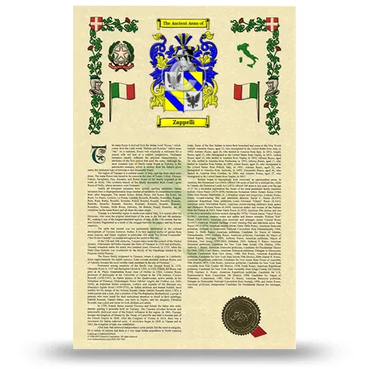 Zappelli Armorial History with Coat of Arms