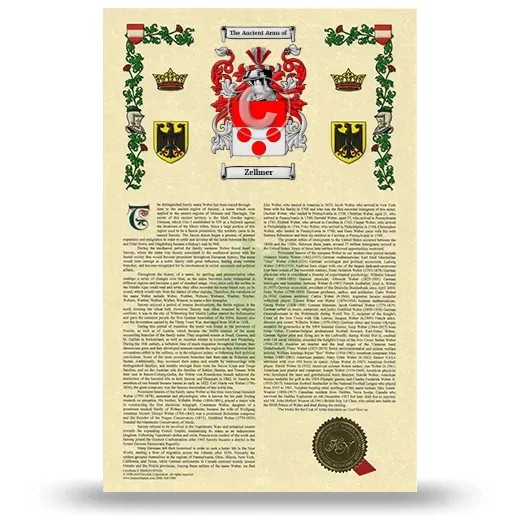 Zellmer Armorial History with Coat of Arms