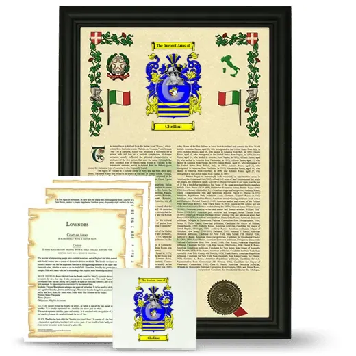 Chellini Framed Armorial, Symbolism and Large Tile - Black