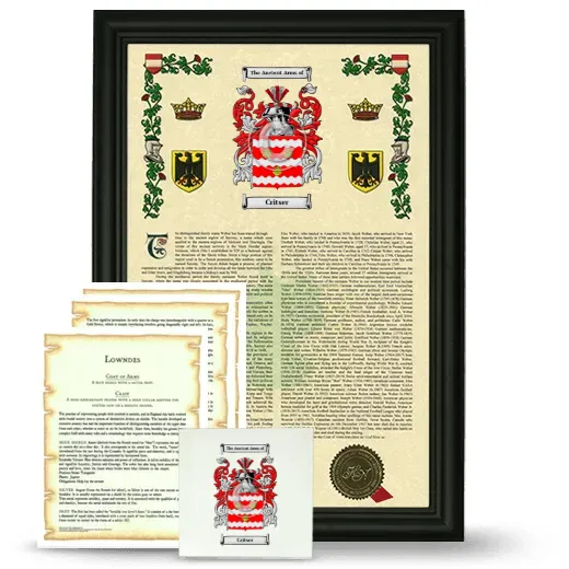Critser Framed Armorial, Symbolism and Large Tile - Black