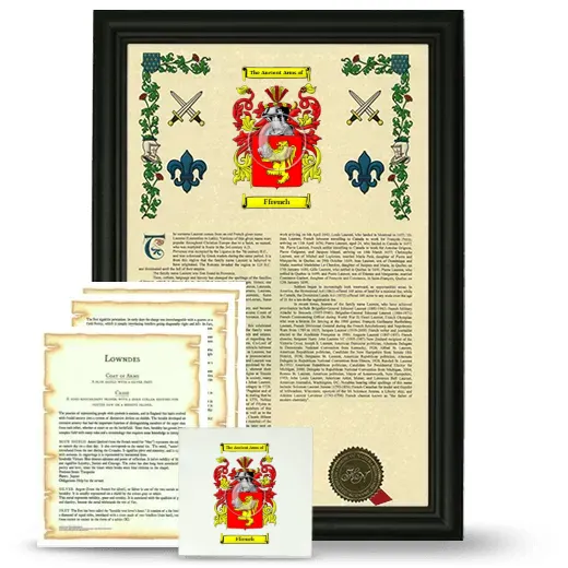 Ffrench Framed Armorial, Symbolism and Large Tile - Black