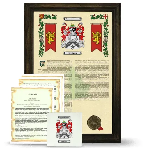 Gresham Framed Armorial, Symbolism and Large Tile - Brown
