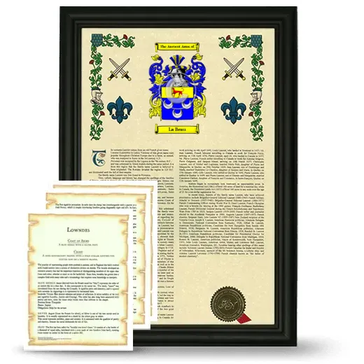 La Beau Framed Armorial History and Symbolism - Black