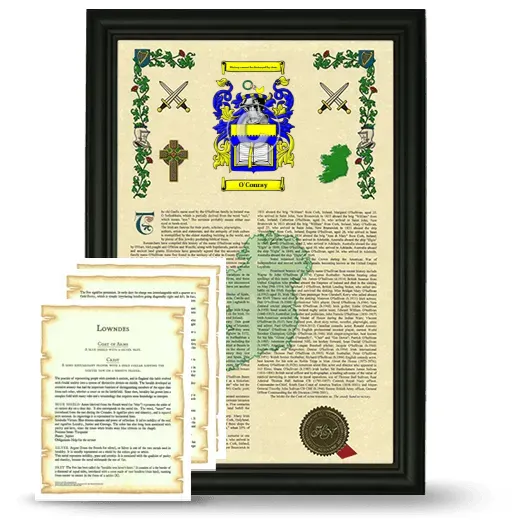 O'Conray Framed Armorial History and Symbolism - Black