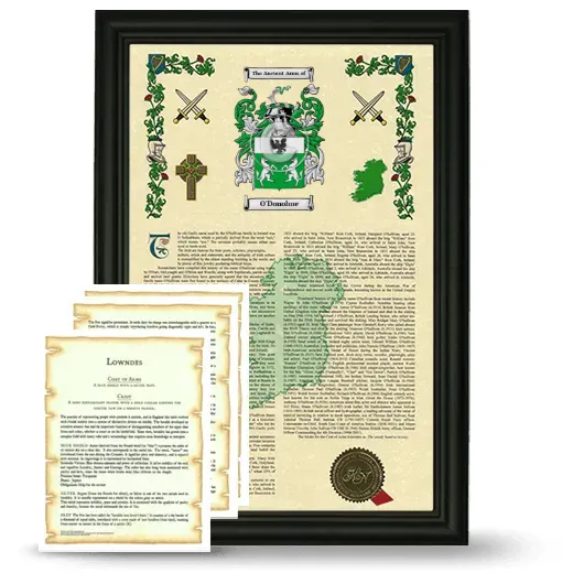 O'Donohue Framed Armorial History and Symbolism - Black
