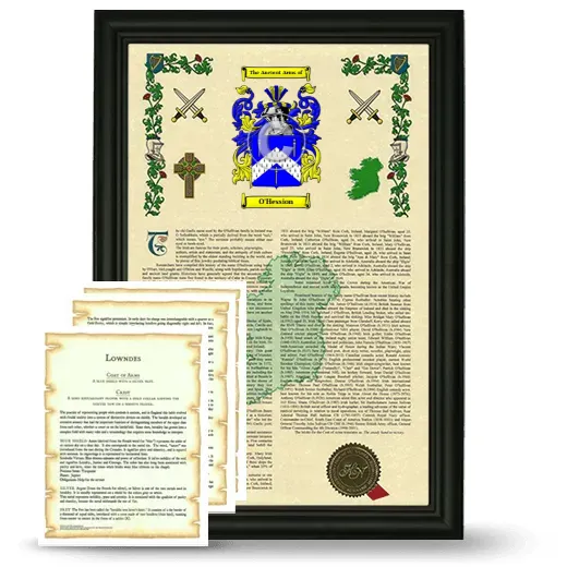 O'Hession Framed Armorial History and Symbolism - Black