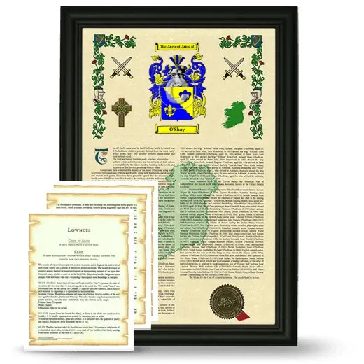O'Shay Framed Armorial History and Symbolism - Black
