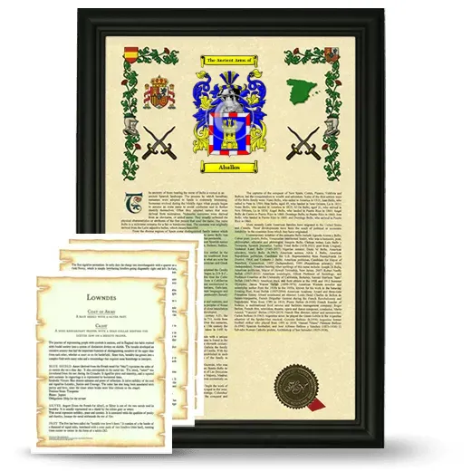 Aballos Framed Armorial History and Symbolism - Black