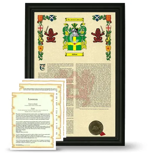 Adam Framed Armorial History and Symbolism - Black