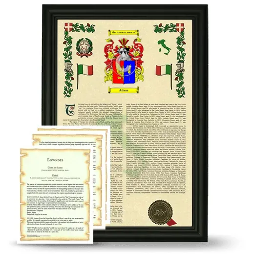 Adam Framed Armorial History and Symbolism - Black