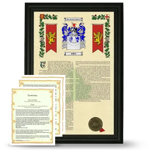 Adkin Framed Armorial History and Symbolism - Black