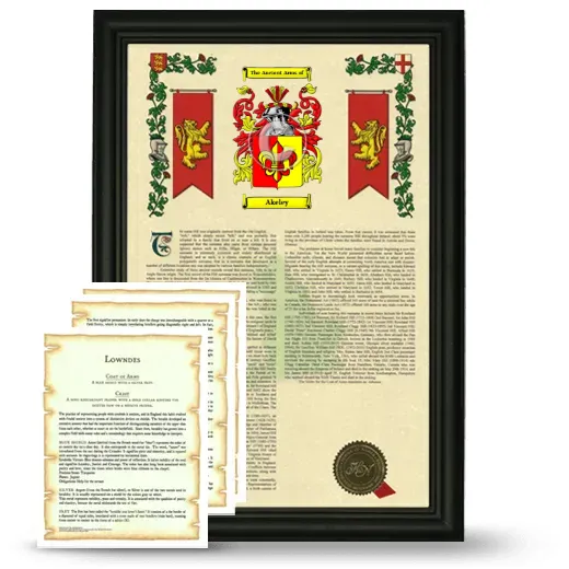 Akeley Framed Armorial History and Symbolism - Black