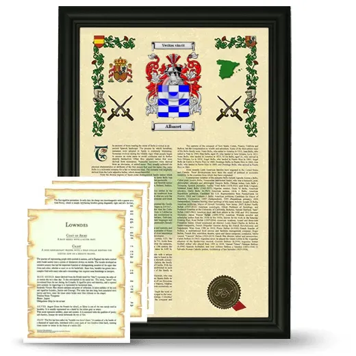 Albaret Framed Armorial History and Symbolism - Black
