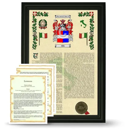 Alda Framed Armorial History and Symbolism - Black