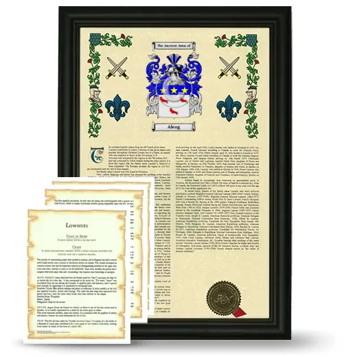 Aleng Framed Armorial History and Symbolism - Black