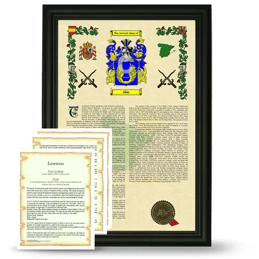 Alor Framed Armorial History and Symbolism - Black