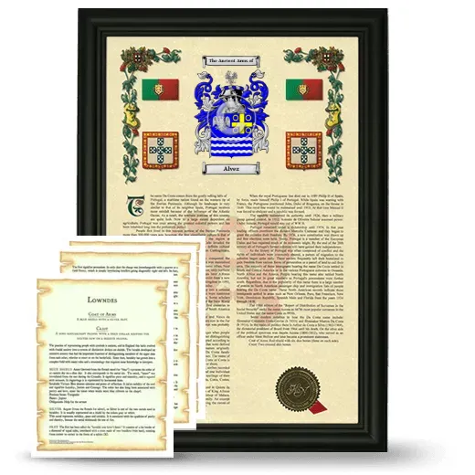 Alvez Framed Armorial History and Symbolism - Black