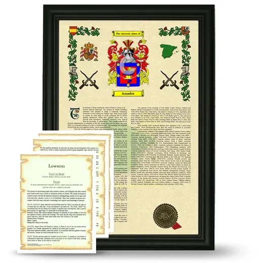 Amador Framed Armorial History and Symbolism - Black