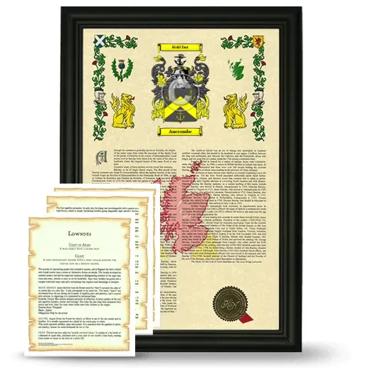 Ancrombe Framed Armorial History and Symbolism - Black