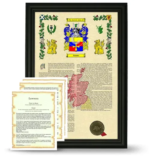 Anson Framed Armorial History and Symbolism - Black