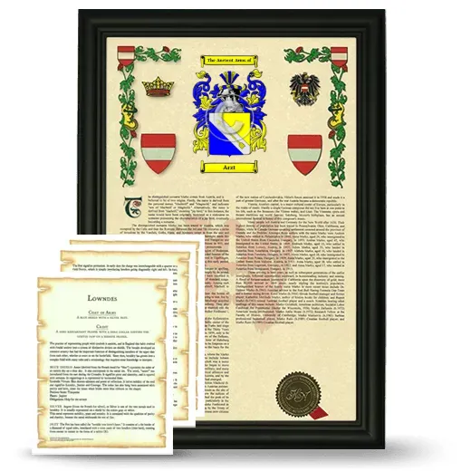 Arzt Framed Armorial History and Symbolism - Black