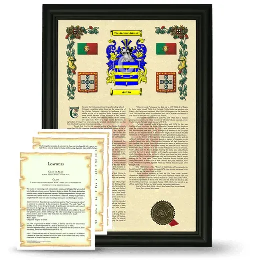 Autin Framed Armorial History and Symbolism - Black