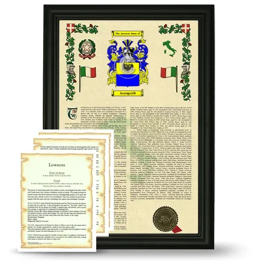 Azzoguidi Framed Armorial History and Symbolism - Black