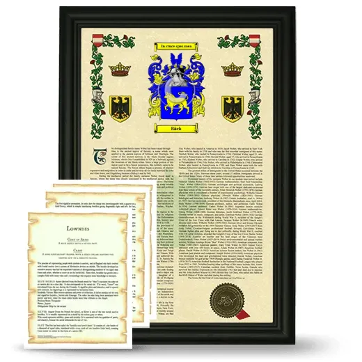 Bäck Framed Armorial History and Symbolism - Black