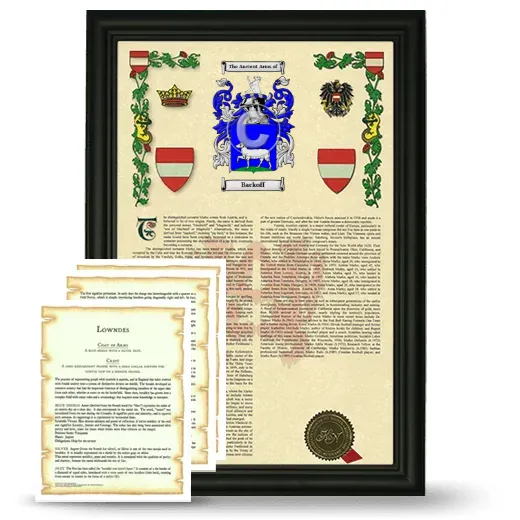 Backoff Framed Armorial History and Symbolism - Black