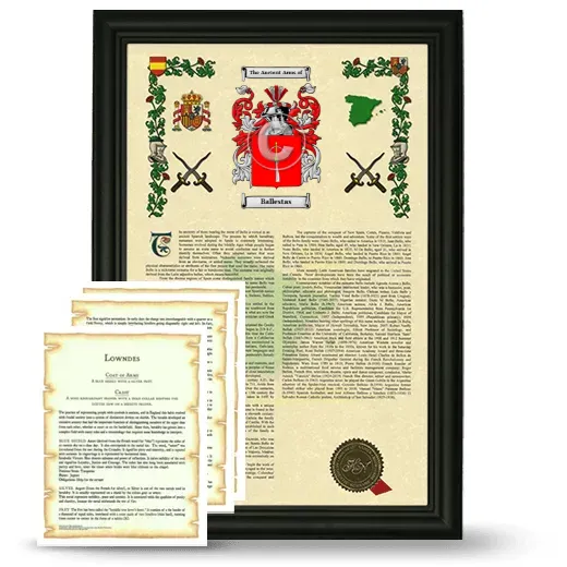 Ballestas Framed Armorial History and Symbolism - Black
