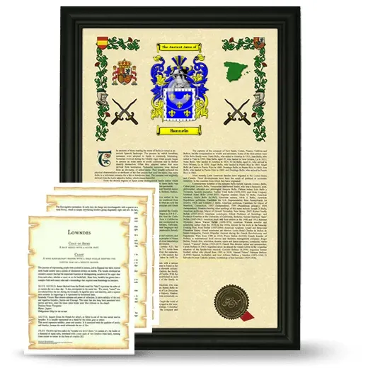Banuelo Framed Armorial History and Symbolism - Black