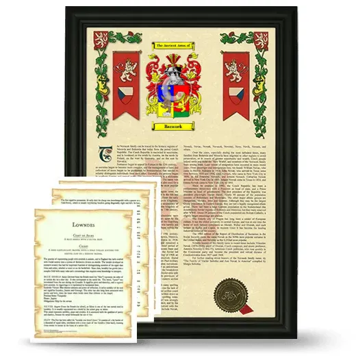 Baranek Framed Armorial History and Symbolism - Black