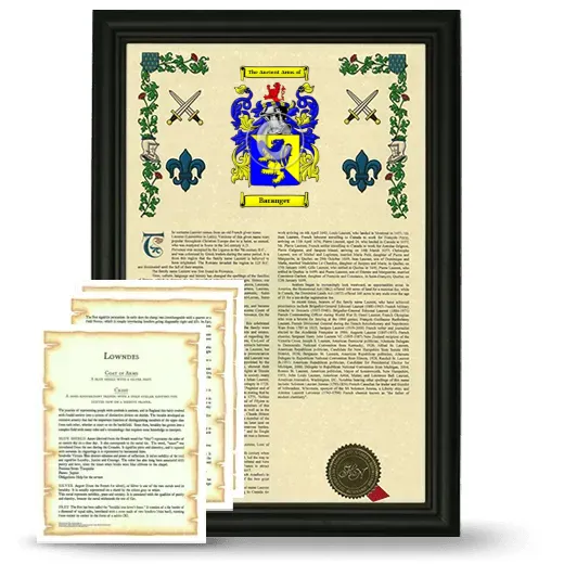 Baranger Framed Armorial History and Symbolism - Black