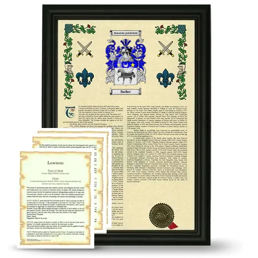 Barbet Framed Armorial History and Symbolism - Black
