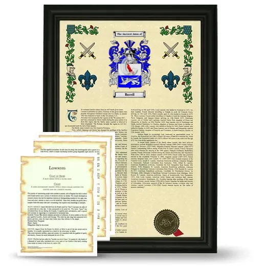 Bareil Framed Armorial History and Symbolism - Black