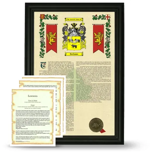 Barhams Framed Armorial History and Symbolism - Black