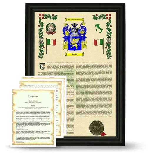 Barili Framed Armorial History and Symbolism - Black