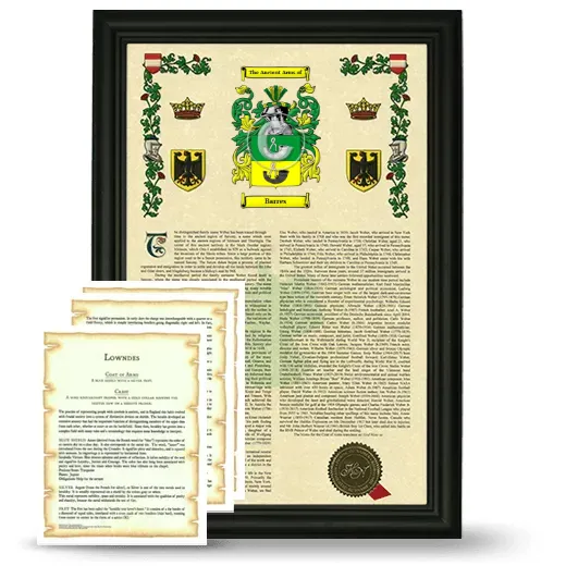 Barres Framed Armorial History and Symbolism - Black