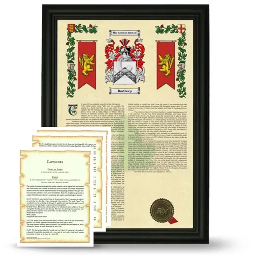 Barthorp Framed Armorial History and Symbolism - Black