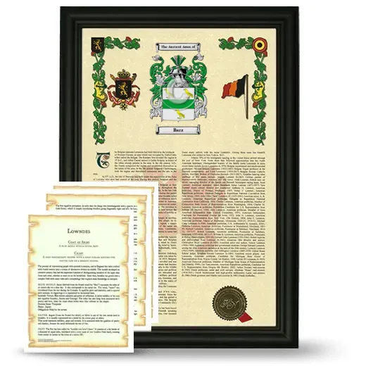 Barz Framed Armorial History and Symbolism - Black