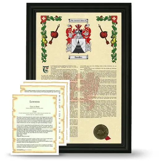 Baselen Framed Armorial History and Symbolism - Black