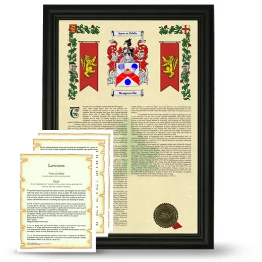 Basqueville Framed Armorial History and Symbolism - Black