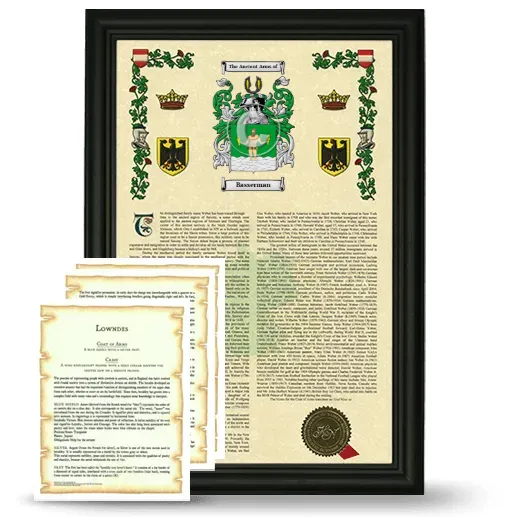 Basserman Framed Armorial History and Symbolism - Black