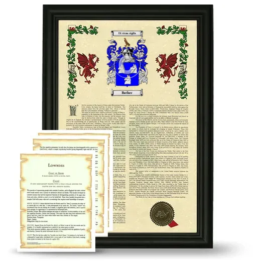 Bather Framed Armorial History and Symbolism - Black