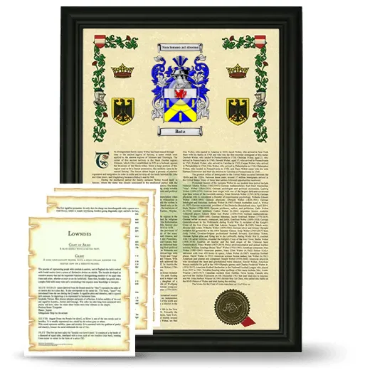 Batz Framed Armorial History and Symbolism - Black